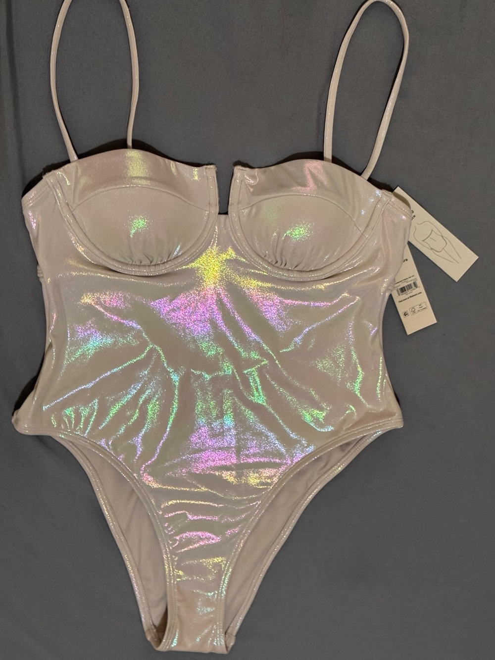 Time and Tru Iridescent Beige Bodysuit